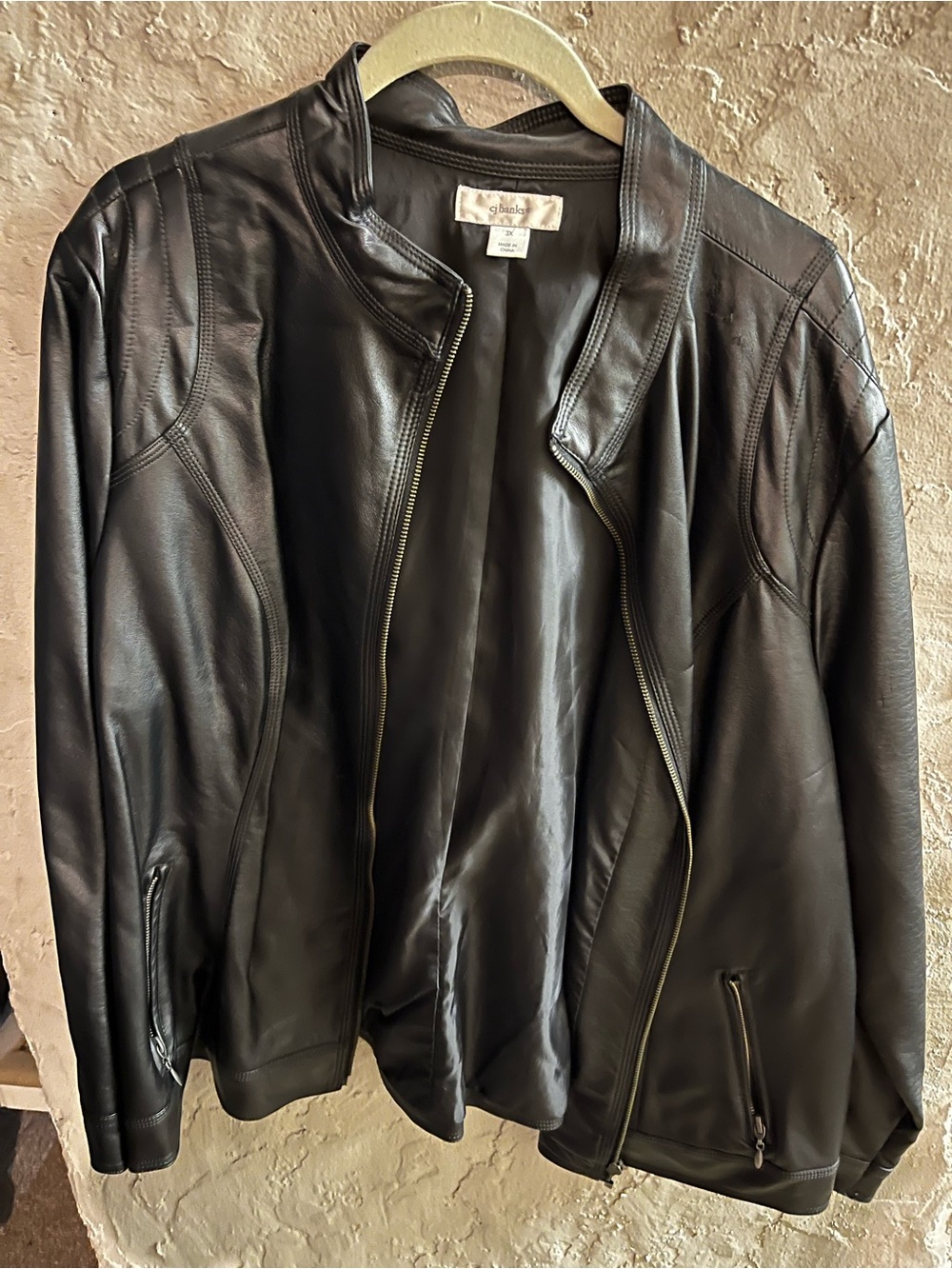 CJ Banks Women's Plus Size Faux Leather Moto Jacket – Size 3X